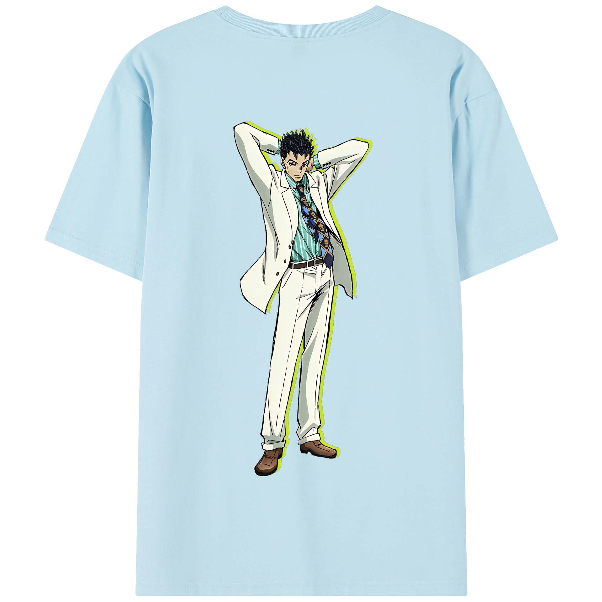 （画像用） ジョジョの奇妙な冒険 きら よしかげ JoJo's Bizarre Adventure Kira Yoshikage 綿100％半袖Tシャツ（背面プリント）